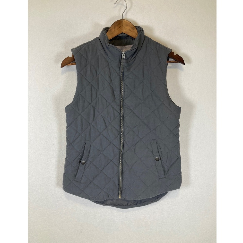 Classic Equestrian Laura Scott‎ Womens Small Gray Quilted Zip Up Mock Neck Vest